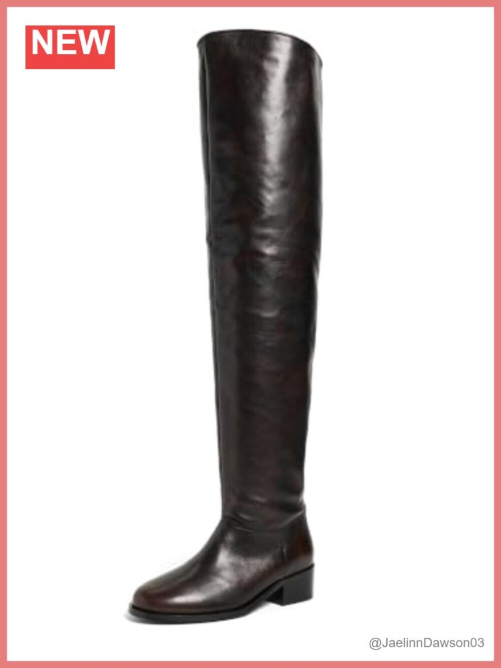 Over the Knee Leather Boots Stacked Heel Pull-On Round Toe
